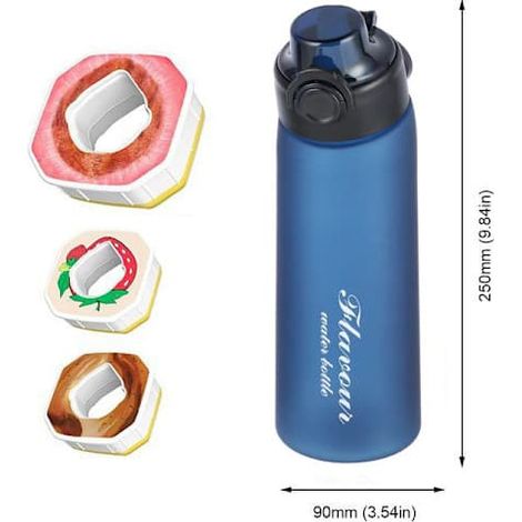 Gourde Air Water Up 900 ml, kit de démarrage Air, gourde aromatisée avec capsules parfumées pour le camping, bleu foncé + 3 anneaux aléatoires, bleu foncé + 3 anneaux aléatoires