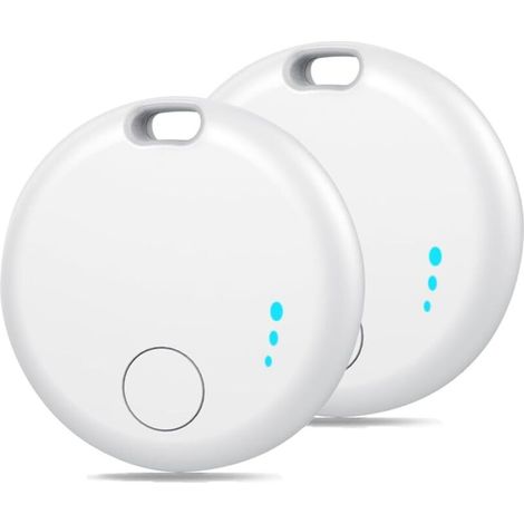 Set of 2 smart Bluetooth trackers for keys, luggage, wallets, backpacks, compatible with iOS, IP67 waterproof (white) (1/5)