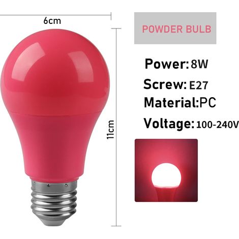 Ampoules LED multicolores pour éclairage de scène (E27 roses, lot de 5), sans scintillement. (1/2)