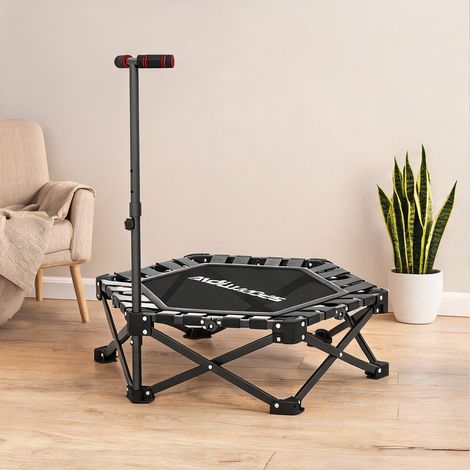 Trampoline de fitness avec guidon T réglable et sac de transport (1/5)