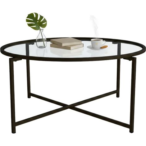 Dmora - Mesa de café Cursa, Mesa de centro baja, Revistero para sofá, Estante de la sala de estar, 83x82h40 cm, Negro, con embalaje reforzado