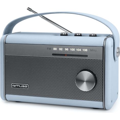 Radio Bluetooth FM portable Muse M-098 VB Bleu bébé avec antenne télescopique et USB-C