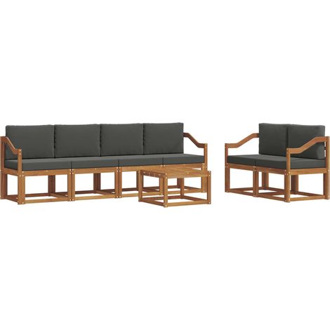 Outdoor Sofa Set with Cushion 7 pcs Natural and Anthracite vidaXL