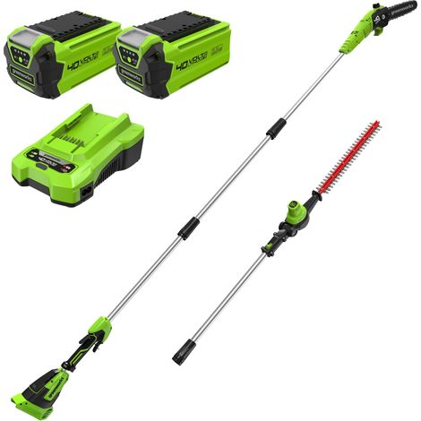 Greenworks 40V Sega e Tagliasiepi ad Asta a Batteria 2 in 1, Motore Brushless da 30 cm, Lama a Doppia Azione da 51 cm, Batteria da 2 e Caricabatterie GD40PSHK2x (1/5)