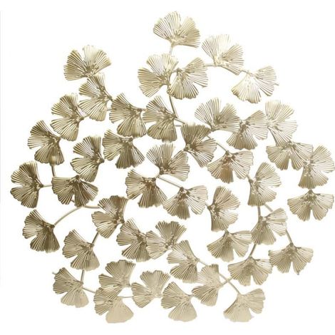 Décoration Murale en Métal "Fleurs" 48cm Or (1/3)
