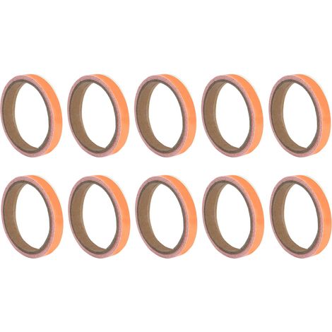 Ruban adhésif luminescent 10 pièces, anti-dérapant, fluorescent pour scène, bande d'avertissement orange rouge 1,5 cm x 3 m (1/5)