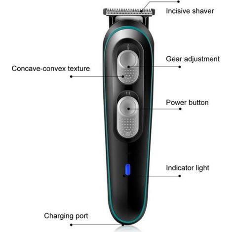 Tondeuse À Cheveux - Batterie Lithium 1200 Mah - Autonomie 120 Min - 3 Vitesses Réglables - 4 Peignes 3 6 9 12 Mm - Charge Usb - 1 Pièce (1/4)