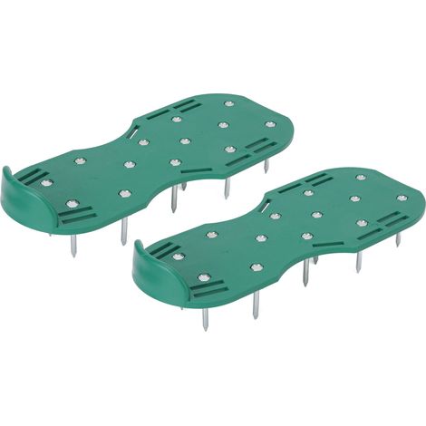 Chaussures aérateur de pelouse, sandales de jardinage pour la marche, outils pour aérer le gazon, version verte à boucle. (1/5)