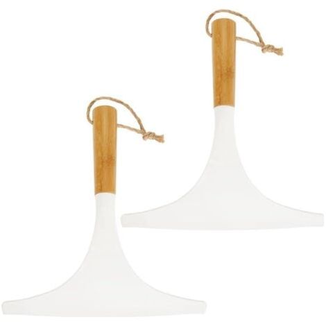 Raclette de douche (lot de 2) – raclette douche pratique pour la douche ou les fenêtres – raclette salle de bain avec boucle pour suspension – blanc/couleur nature (1/5)
