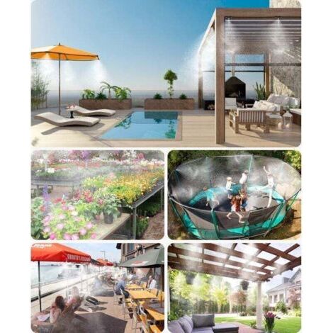 NALOOKAMIC Brumisateur Exterieur, 18M Brumisateur Terrasse avec 20 Buse Brumisateur +6 Buses de Rechange+1Adaptateur (en Laiton, 3/4\ (1/3)