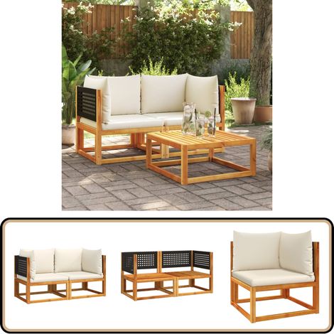 Garten-Ecksofas mit Kissen 2 Stk. Massivholz Akazie - Gartenmöbel - Eckbank - Rattan Möbel - Holz Gartenmöbel - Esszimmergarnitur (1/5)