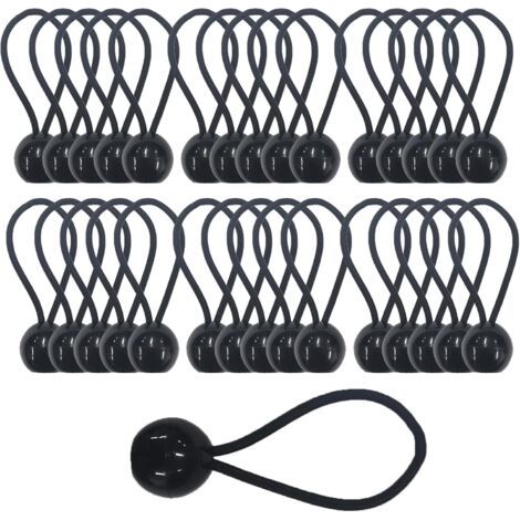 30pcs Tendeur Elastique avec Boule, Sandow Elastique, Tendeur Bache pour Bannière, Pavillon, Bâche, Camping, Tente, Rideaux Harnais d’Extension, Épaisseur 4mm Très Fort (30) (1/5)