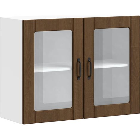 Armario de pared para cocina de diseño práctico 80 x 31 x 60 cm madera contrachapada roble marrón 020050199 (1/5)