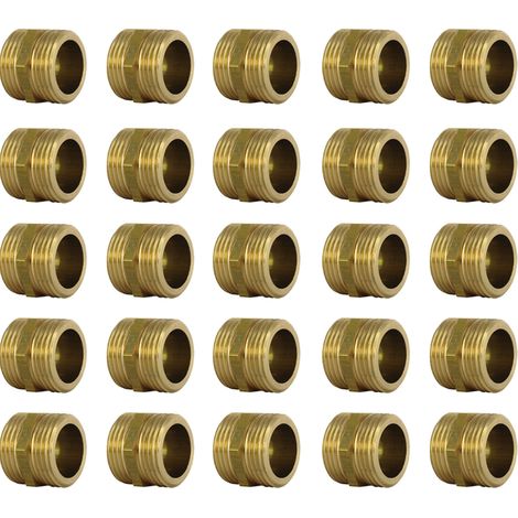 Lot de 25 Mamelons Laiton Égal mâle/mâle 3/4" (20/27) - Joint Plat - Arcanaute (1/3)