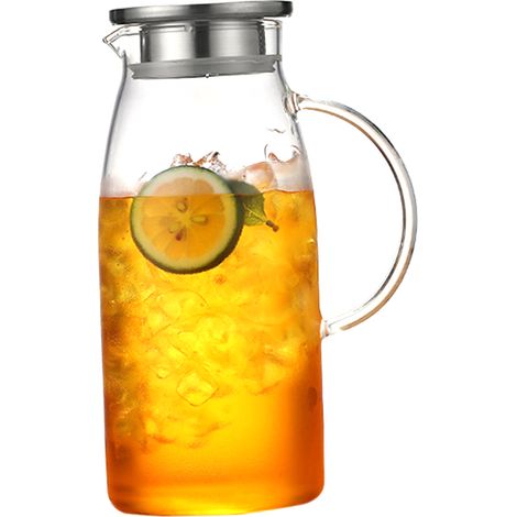 tetera de vidrio de borosilicato, tapa de acero inoxidable extraíble, gran capacidad, resistente al calor, boquilla a prueba de fugas. (1/5)