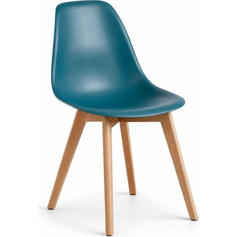 ORION91oficial® - Silla ARA Color Azul Turquesa Asiento Polipropileno y Patas Haya (83x46x55 cm) Estilo Escandinavo, Comedor, Hostelería, Oficina, Salón, Teletrabajo, Cocina - spaziOrion91 - Unidad (1/5)