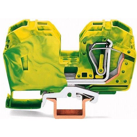 Wago 285-637 Blocchetto di giunzione giallo-verde per guida DIN 35 mm