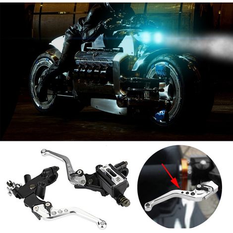 1 Paire de Leviers de Frein et Embrayage Universels pour Moto avec Réservoir de Cylindre Maître 22mm Argent (1/5)