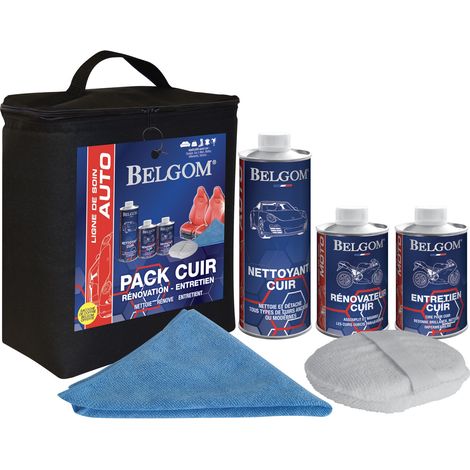 Pack rénovation et entretien cuir 6 produits - Ce produit de marque BELGOM est neuf. (1/2)