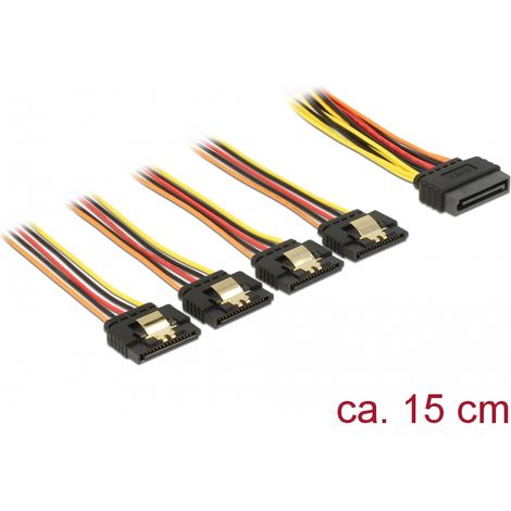 Delock Cable SATA macho de alimentaciÃ³n de 15 patillas con funciÃ³n de bloqueo  SATA 15 pines de alimentaciÃ³n hembra 4 x directo 15 cm