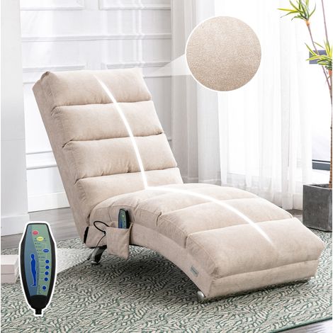 Fester Relaxsessel mit sanfter Vibration und Seitentasche, beige OKMYHOME (1/5)