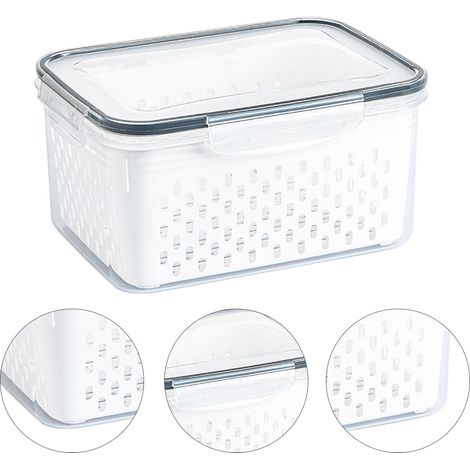 Panier de rangement transparent pour fruits et légumes, égouttoir, 3300 ml, idéal pour la cuisine.