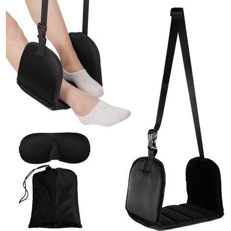Poggiagambe portatile regolabile per i viaggi in aereo - Poggiapiedi regolabile in altezza per il riposo in ufficio e un maggiore comfort - Accessorio da viaggio (1/2)