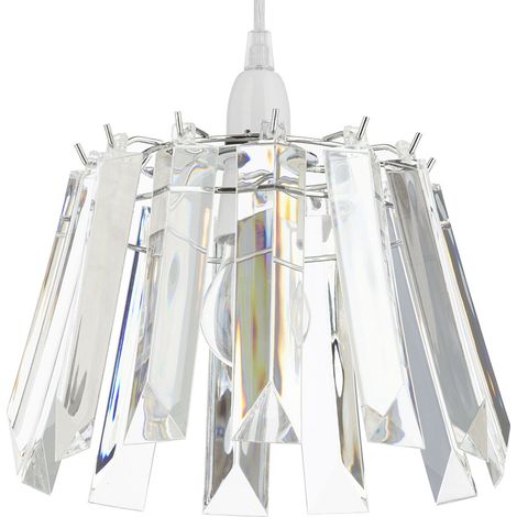 Litecraft Layka Light Shade Easy Fit Crystal Effect Ceiling Pendant - Clear