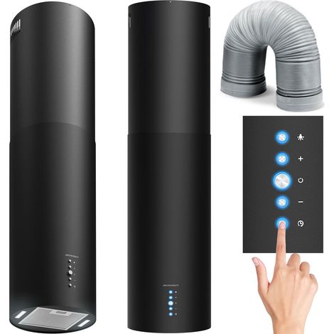 Inselhaube 35 cm Berdsen schwarz – Dunstabzugshaube aus Edelstahl – 3 Leistungsmodi – energiesparende LED-Beleuchtung – 460 m³/h (1/5)