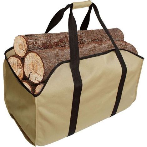Sac à bois de chauffage de qualité supérieure, fabriqué en polyester, panier à bois de chauffage portable, sac de cheminée pliable, sac de cheminée étanche (kaki) (1/5)