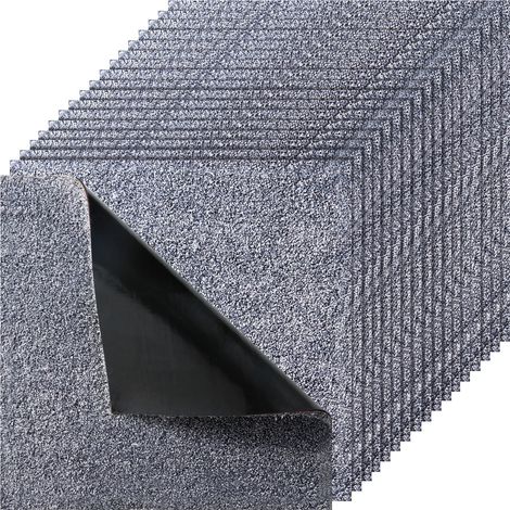 VEVOR Piastrelle per Moquette, 457x457 mm, Confezione da 10 Tappeti Quadrati Staccabili e Attaccabili, Autoadesive per Pavimenti Morbidi Imbottiti per Copertura 2,1㎡, per Soggiorno Ufficio, Grigio