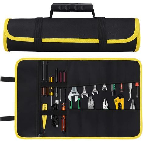 Werkzeugtasche, Werkzeughaltertasche mit Reißverschlusstaschen, robuste tragbare Werkzeugtasche aus 600D Oxford-Gewebe, aufrollbarer Werkzeugorganizer für Elektriker (1/5)