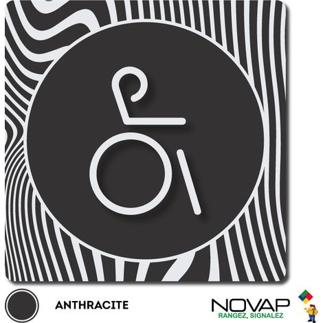 Plaque de porte Toilettes Handicapés - Design Anthracite 90x90mm - 4330884 (1/3)