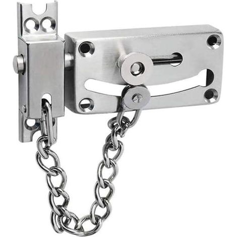 Verrou de porte, verrou à pêne coulissant, verrous à pêne coulissant, verrous de portail, serrure de porte avec chaîne antivol et (1/5)