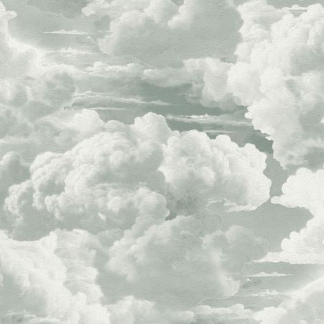 Natur Tapete Profhome 399851 heißgeprägte Vliestapete leicht strukturiert mit Wolken matt grau weiß grün-grau 5,33 m2