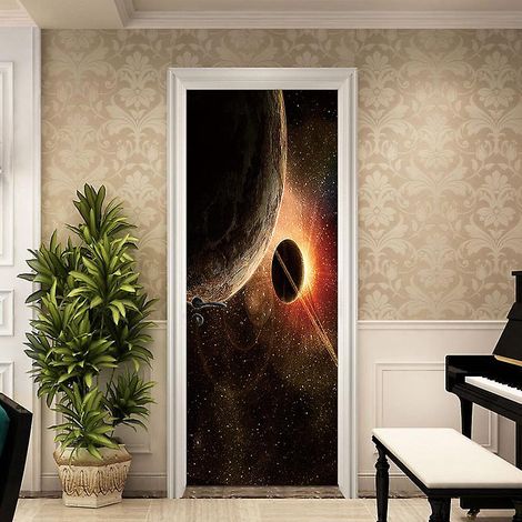 Trompe-l'œil 3D - Sticker mural décoratif en PVC pour porte intérieure - 77 x 200 cm (1/5)