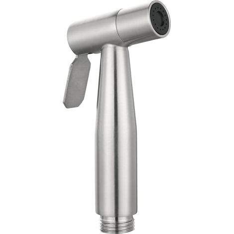Douchette à main bidet acier inoxydable haute pression pour WC suspendu - Nickel brossé (1/5)