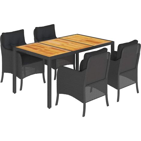 Maison Exclusive - 5-tlg. Garten-Essgruppe mit Kissen Schwarz Pol (1/5)