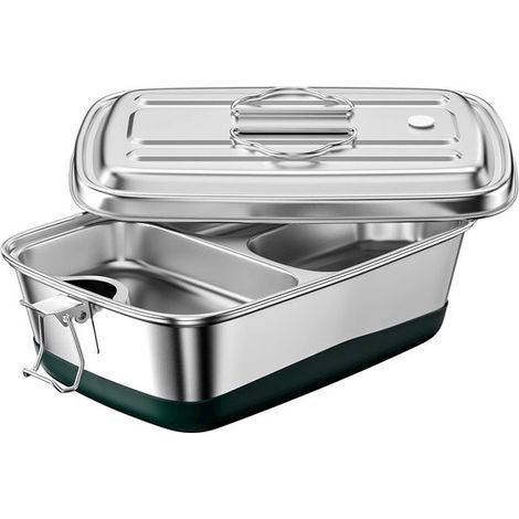 Boîte à lunch - Boîte à bento - Boîte à sandwich - Boîte à lunch en acier inoxydable - Plusieurs compartiments - Boîte isotherme - Acier inoxydable 304 - 100 % étanche - Compatible micro-ondes - Compa (1/5)
