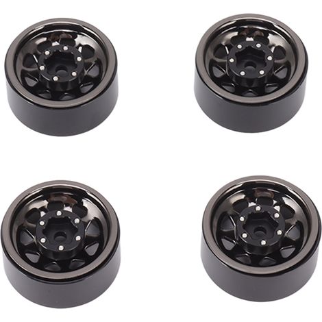 Jantes Beadlock 4 Roues 1in Compatibles Traxxas, Accessoires RC Off-Road avec Boulons et Écrous Noirs