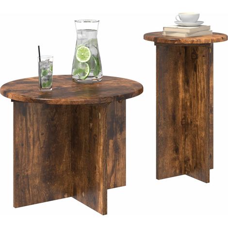 Maison Exclusive - Beistelltisch-Set 2 pcs Geräucherte Eiche Holz