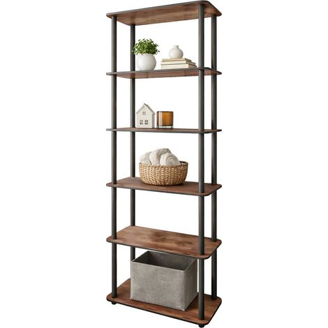 Libreria Nervina, Biblioteca 4 Ripiani, Installazione Libera, Sfumatura Colore Struttura Noce, 60x30x173h cm Marrone Noce