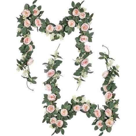 Vignes artificielles Fleurs Artificielle Rose Rotin Simulation Guirlande Rose Guirlande Rotin Décor Rose pour Hôtel Mariage Maison Fête Jardin 2 PCS Practical Design (1/4)