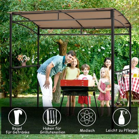 Wetterfester Grillpavillon, Metallrahmen, Ablage und Haken