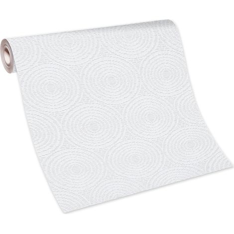 BRICOFLOR Papier Peint design gris et blanc Tapisserie intissée pour chambre, salon & plus Papier Peint graphique motif cercle (1/4)