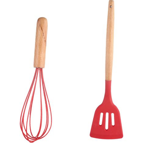 Ustensiles De Cuisine En Silicone Et Bois - Résistance Haute Température Pour Cuisson Et Pâtisserie - Lot De 2 Pièces (1/5)