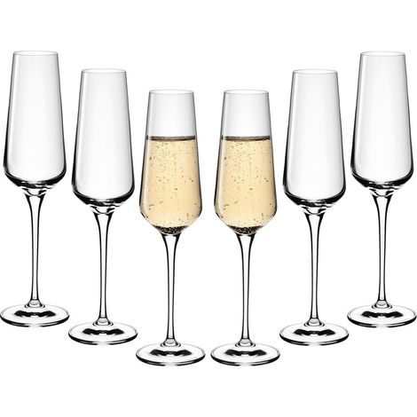Verres à champagne, lot de 6, 200 ml, verres à champagne, flûtes à champagne, verres à vin, passent au lave-vaisselle, modernes (1/5)