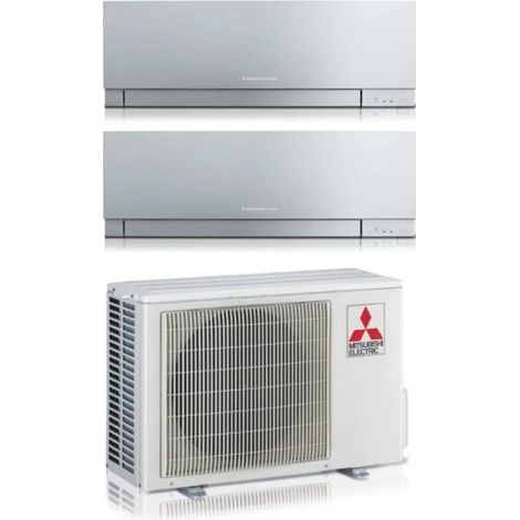 Mitsubishi Electric Dual Split Inverter Klimagerät Serie KIRIGAMINE ZEN SILVER MSZ-EF 9+12 mit MXZ-2F42VF R-32 Wi-Fi Integrated Farbe Silber 9000+12000
