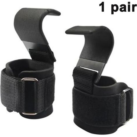 1 paire de sangles de poignet pour haltérophilie avec support de prise - Gants de soulevé de terre et coussinets de préhension avec crochets