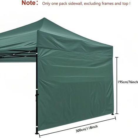 (Vert, 3x1,95m) Paroi latérale pare-soleil pour tentes de gazebo pliables 3M, pieds droits, imperméable, tissu Oxford en polyester. (1/4)